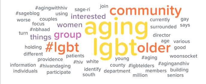 Word cloud of terms used in search for LGBT Aging.