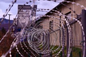 Barbed wire on a prison