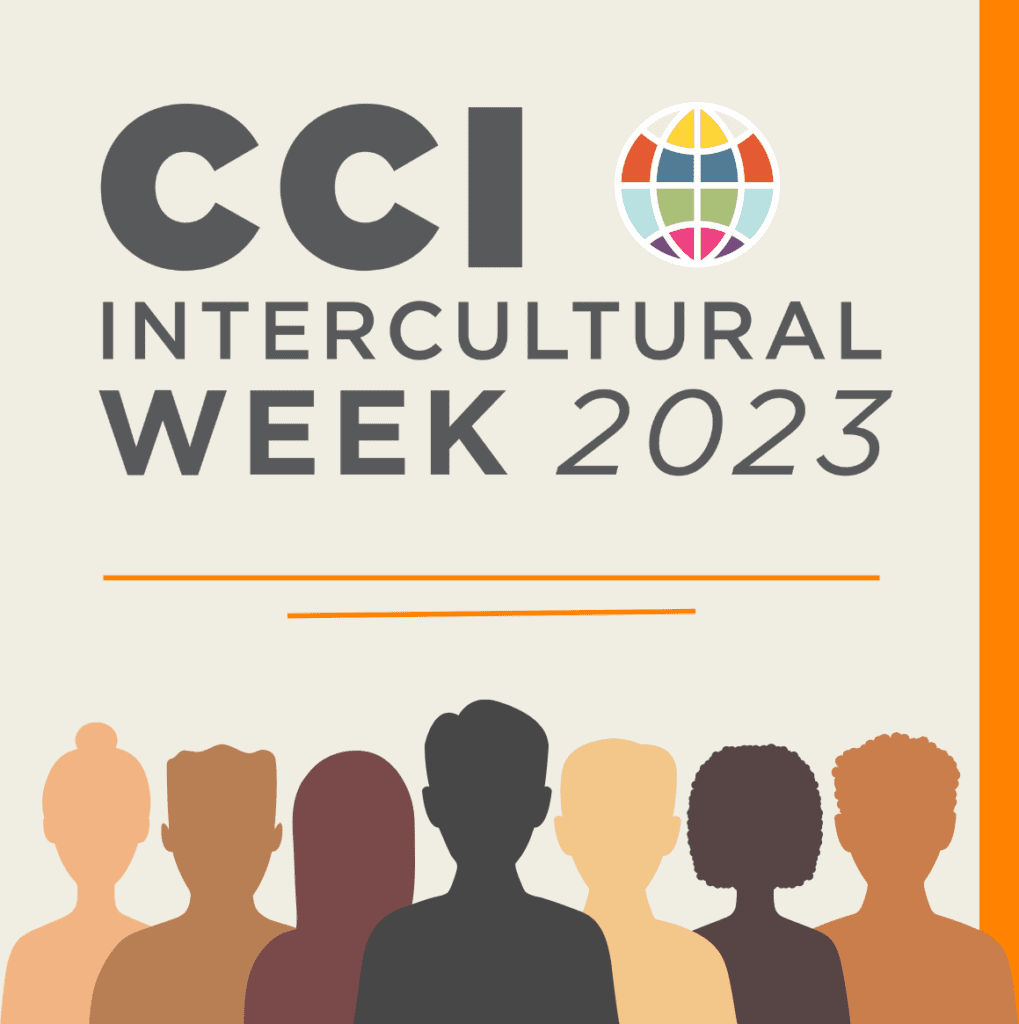 CCI Intercultural Week 2023 Graphic featuring a diverse group of people's silhouettes.
