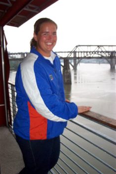 Freberg back in 2003 wearing UF gear during her first visit to Knoxville for the 2003 SEC Championships.