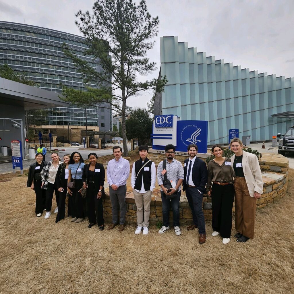 CCI Students and faculty in front of the Centers for Disease Control and Prevention in Atlanta.