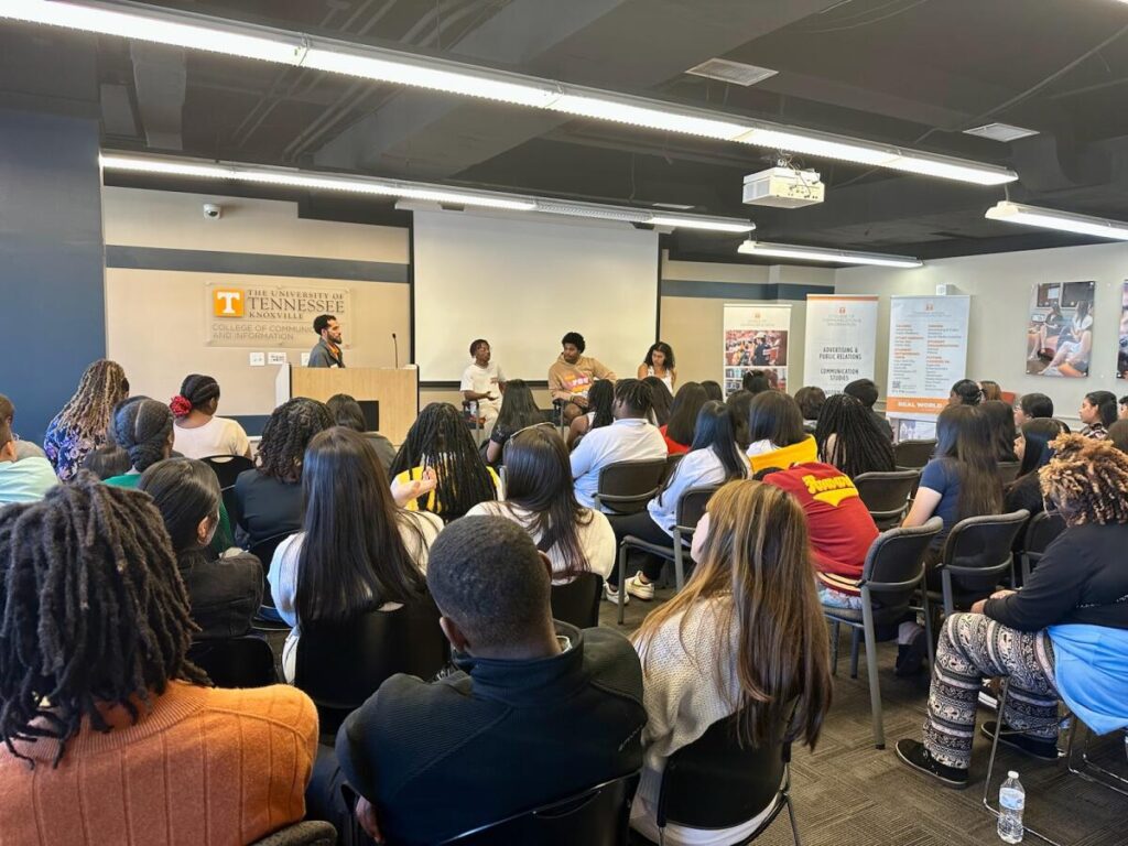 Students from Howard School in Chattanooga visited the CCI Scripps Convergence Lab and listened to current UT students talk about their experiences on and off campus.