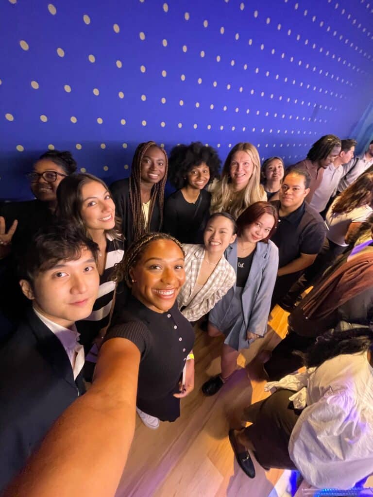 Autumn Murphy taking a photo with her fellowship group at Good Morning America