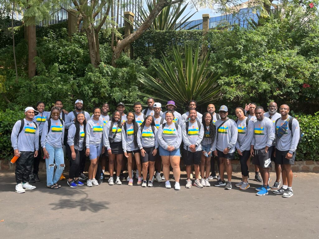 Lady Vol basketball player and School of Journalism and Media alumna Jewel Spear (`24) poses with other students in Rwanda during the 2024 int the Tennessee-Rwanda Leadership Experience program.