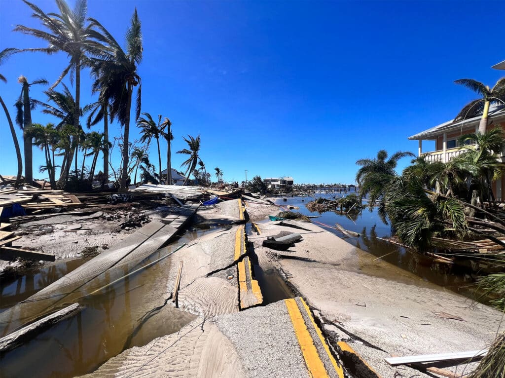 Damage on Sanibel Island from Hurricane Ian 