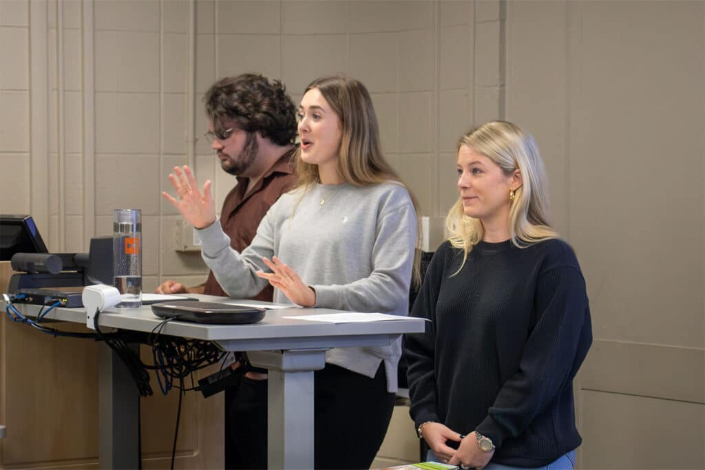 From left to right: Bryan Smith, Amelia Sandie, and Maggie O’Brien