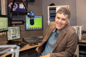 Todd Steed sits in a WUOT studio.