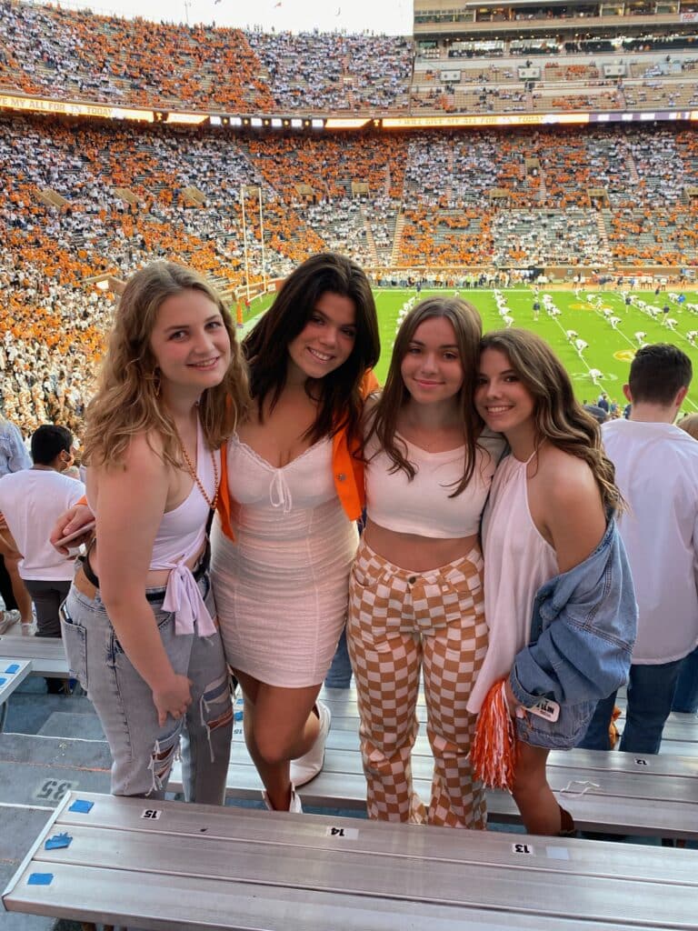 Jenna Muetterties and friends at Neyland Stadium at the checker Neyland Football game