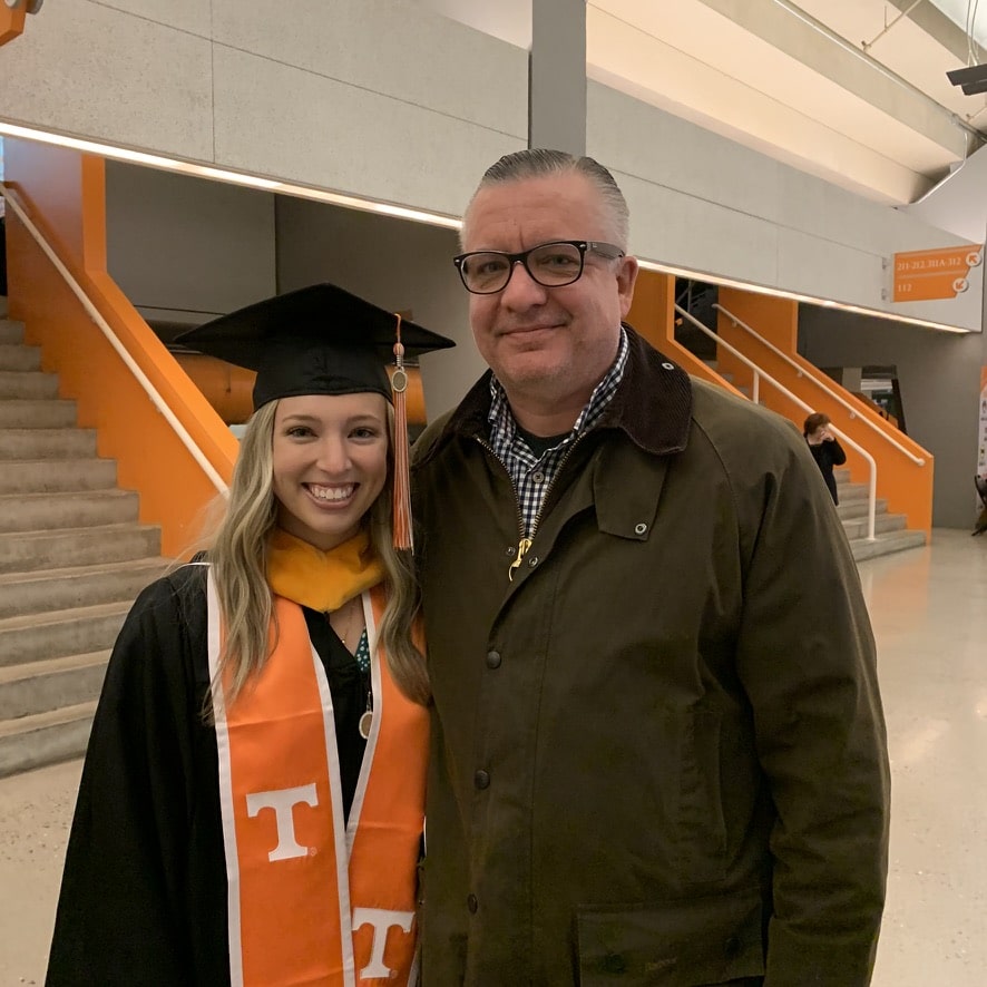 Eric Jackson with his daughter Katie at her graduation