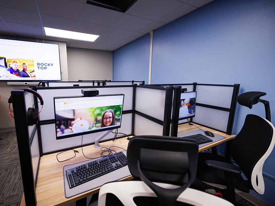 Cubicles with state-of-the-art computers are set up throughout the I-lab.