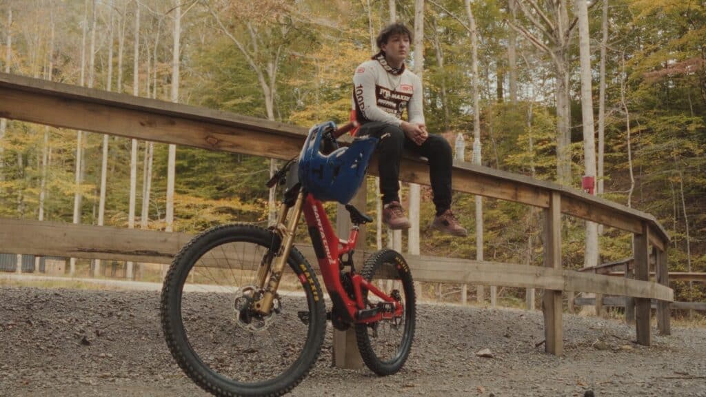 Jonah Freedman with his mountain bike