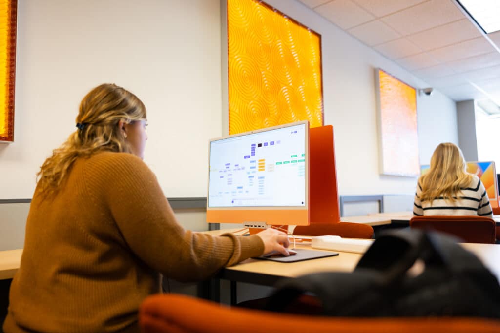 student looking at computer
